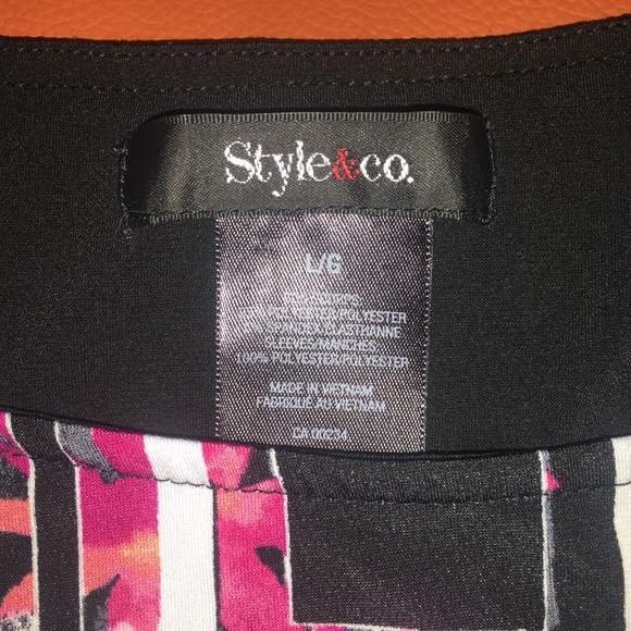 Style & Co Women's Blouse, long sleeve, Pink/black - Picture 7 of 8